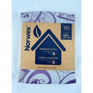 Norwex Window Cloth BacLock Microfiber 17.7" x 17.7" Purple & Gray